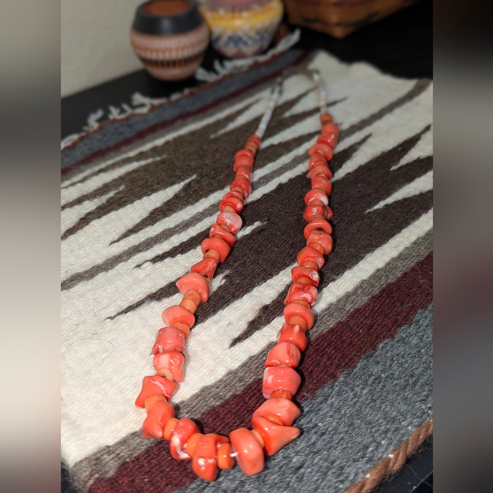 Native American Handcrafted Coral Beaded Necklace